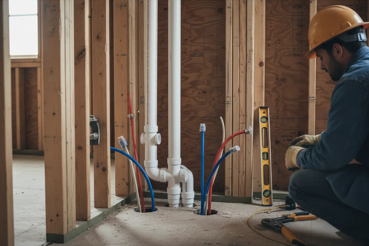 Drain and supply rough-in during Sump Pump Repair in Harris